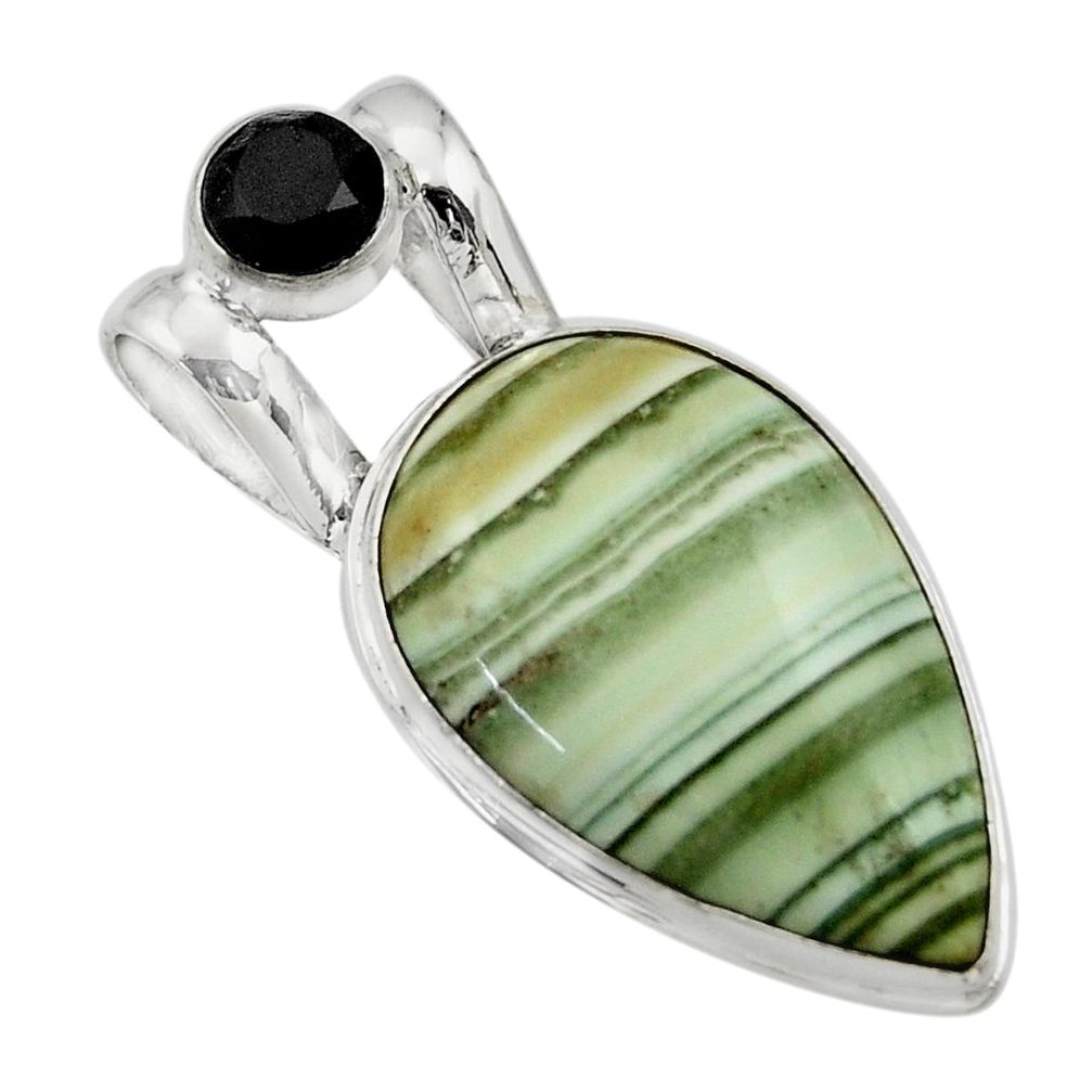 20.07cts natural green opal onyx 925 sterling silver pendant jewelry r31897