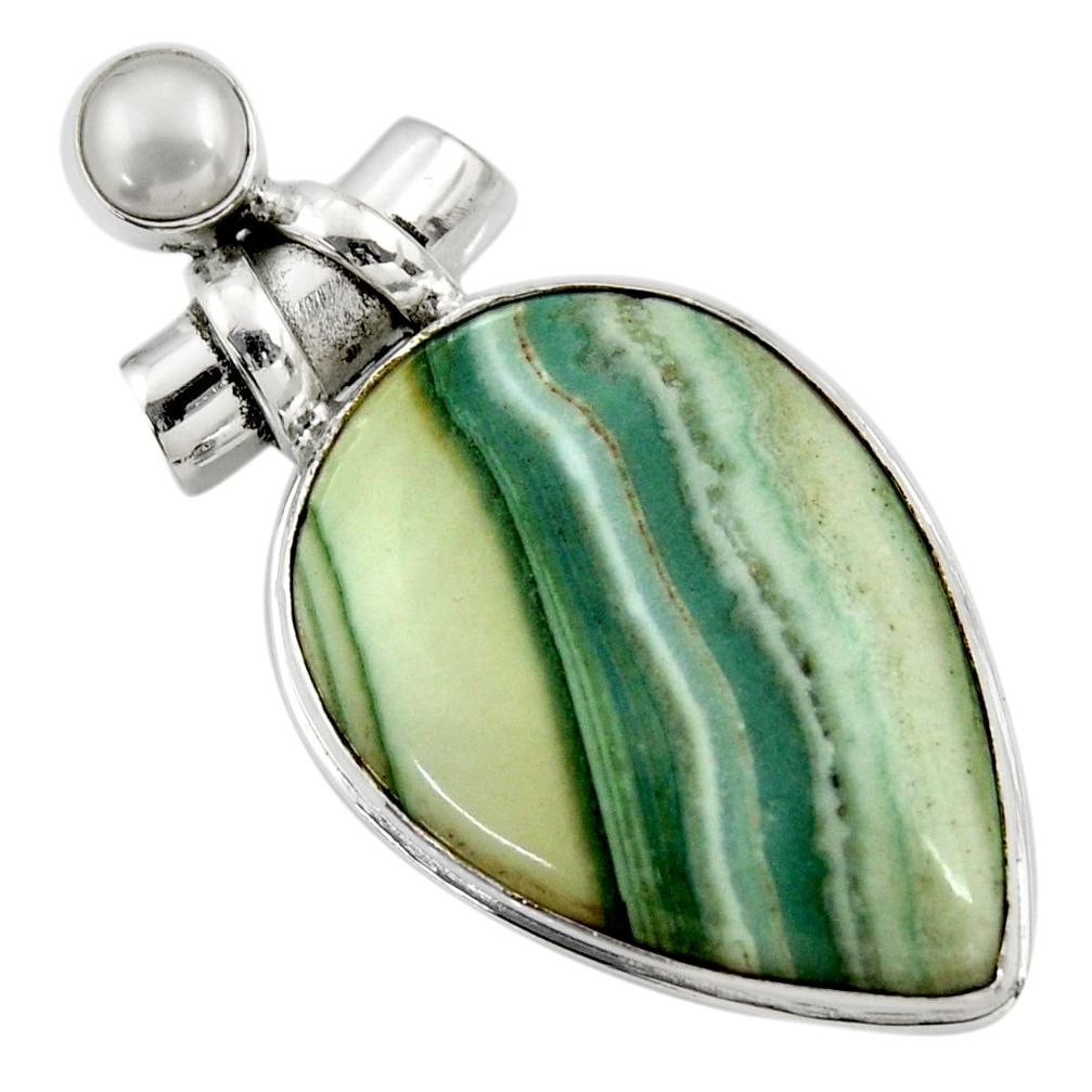 32.02cts natural green opal pearl 925 sterling silver pendant jewelry r30563