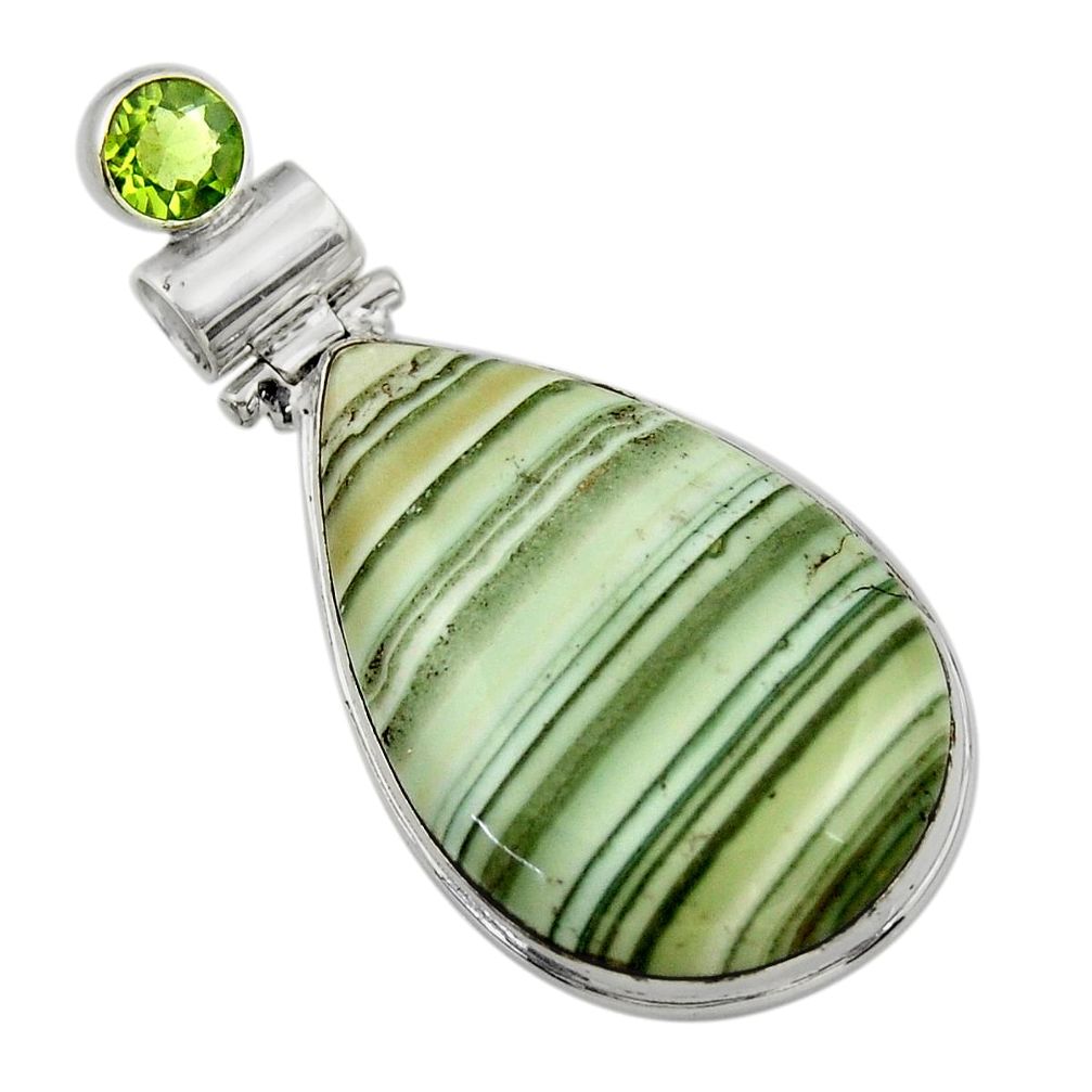 28.73cts natural green opal peridot 925 sterling silver pendant jewelry r31894