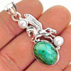 10.32cts natural green opaline pearl 925 sterling silver unicorn pendant y2734