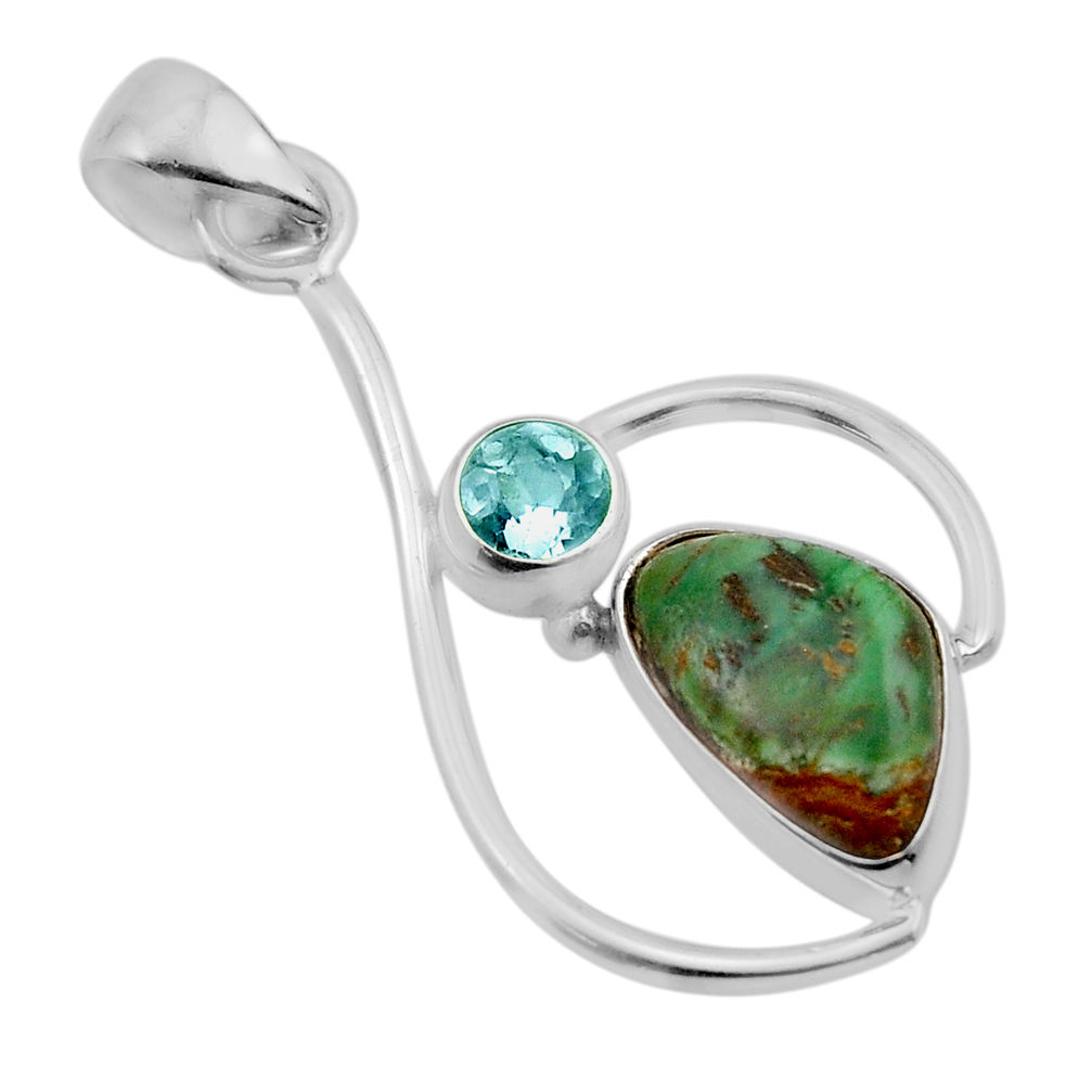 4.38cts natural green opaline topaz 925 sterling silver pendant jewelry y91525