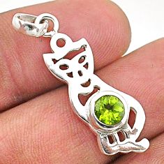 0.82cts natural green peridot 925 sterling silver cat pendant jewelry t66505