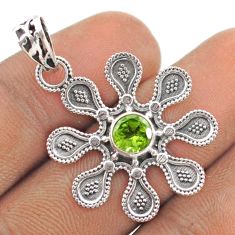 1.16cts natural green peridot 925 sterling silver flower pendant jewelry t76181