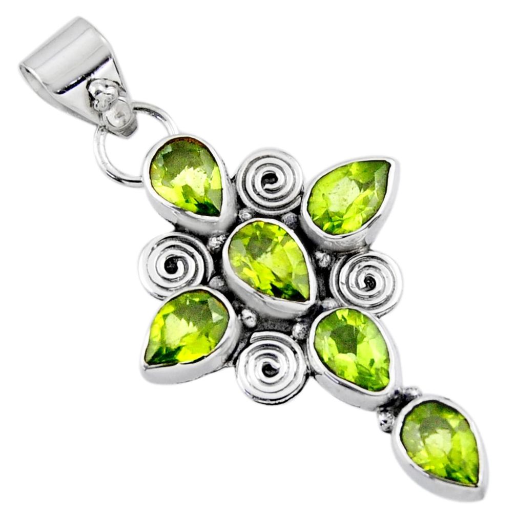 9.58cts natural green peridot 925 sterling silver holy cross pendant r55809