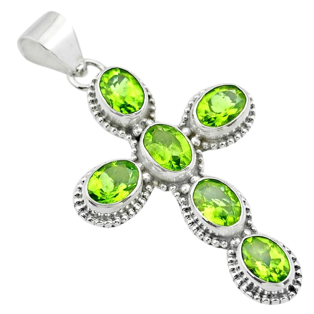 10.23cts natural green peridot 925 sterling silver holy cross pendant t53082