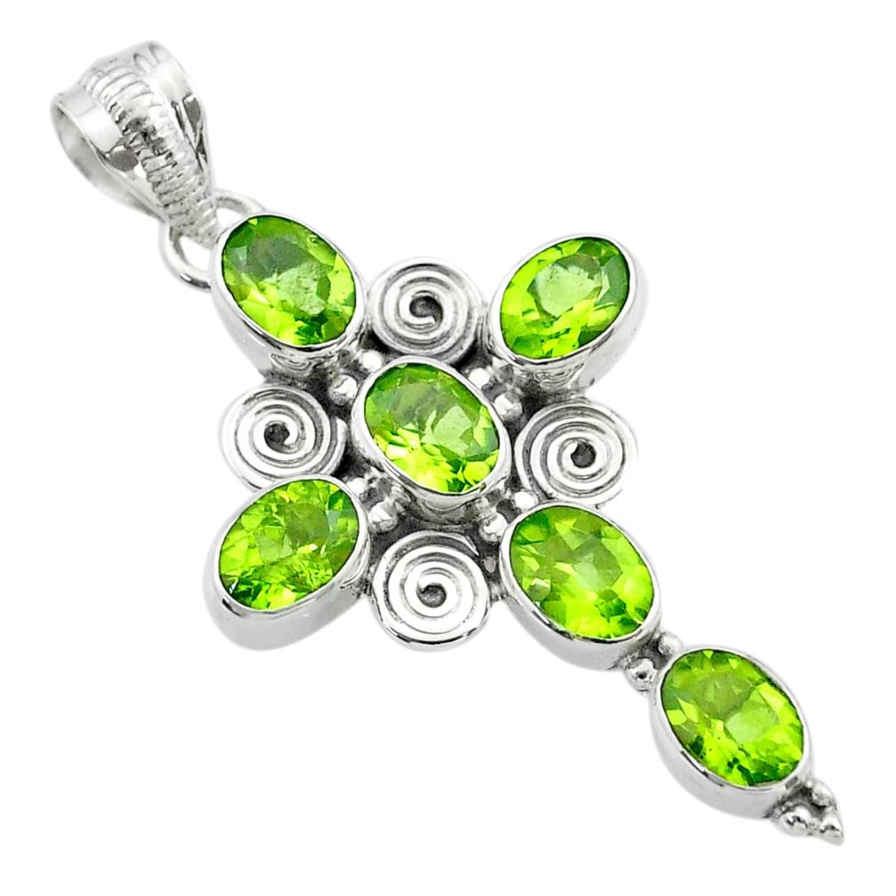 9.89cts natural green peridot 925 sterling silver holy cross pendant t53085