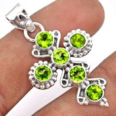 5.37cts natural green peridot 925 sterling silver holy cross pendant t92420