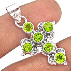 5.56cts natural green peridot 925 sterling silver holy cross pendant t92456