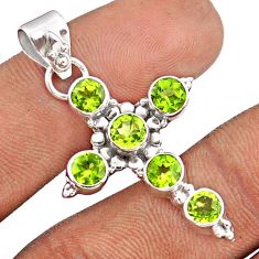 5.15cts natural green peridot 925 sterling silver holy cross pendant t92494