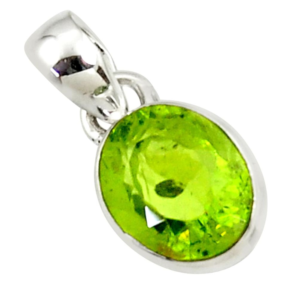 3.76cts natural green peridot 925 sterling silver pendant jewelry r36461