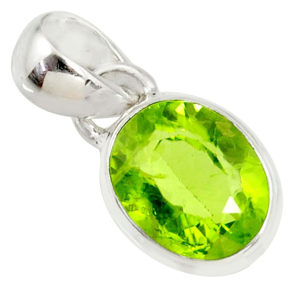 3.68cts natural green peridot 925 sterling silver pendant jewelry r36466