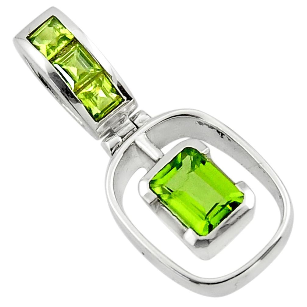 2.56cts natural green peridot 925 sterling silver pendant jewelry r43281