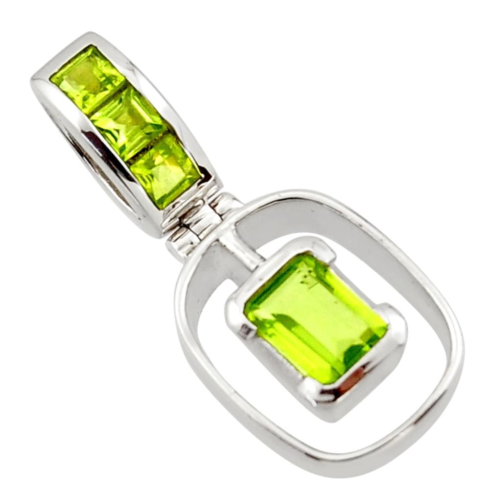 2.65cts natural green peridot 925 sterling silver pendant jewelry r43614