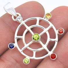 3.43cts natural green peridot citrine 925 sterling silver pendant jewelry u61490