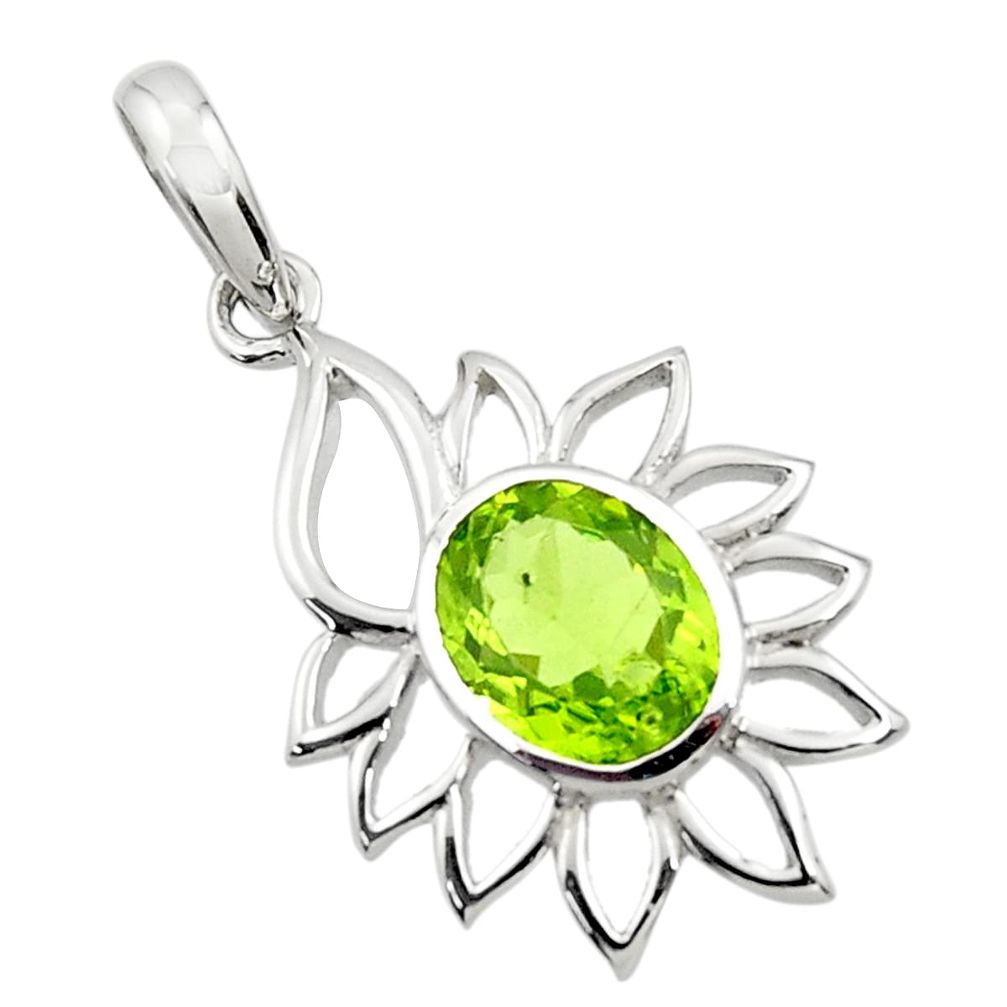 green peridot oval 925 sterling silver pendant jewelry d45645