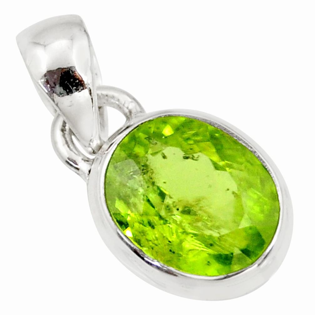 3.73cts natural green peridot oval 925 sterling silver pendant jewelry r36467