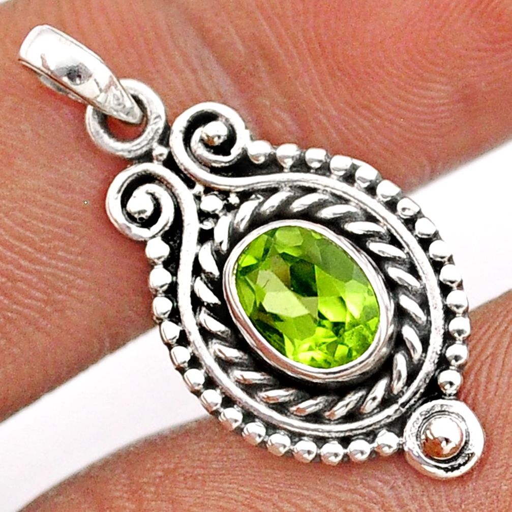 2.17cts natural green peridot oval 925 sterling silver pendant jewelry t86242