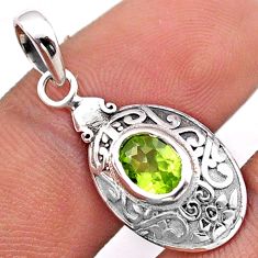 1.34cts natural green peridot oval 925 sterling silver pendant jewelry t86922