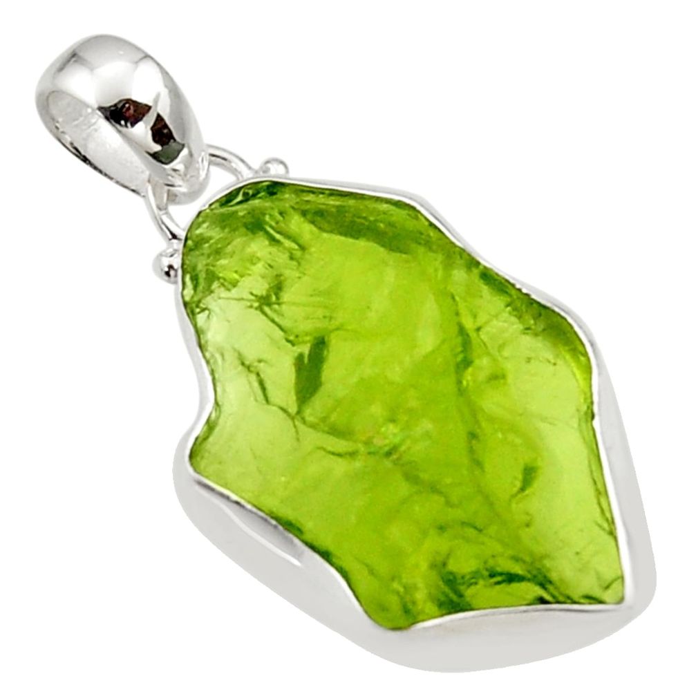 12.65cts natural green peridot rough 925 sterling silver pendant jewelry r29903