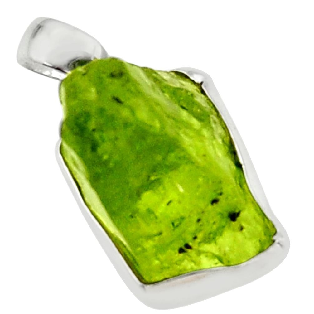 13.22cts natural green peridot rough 925 sterling silver pendant jewelry r29906