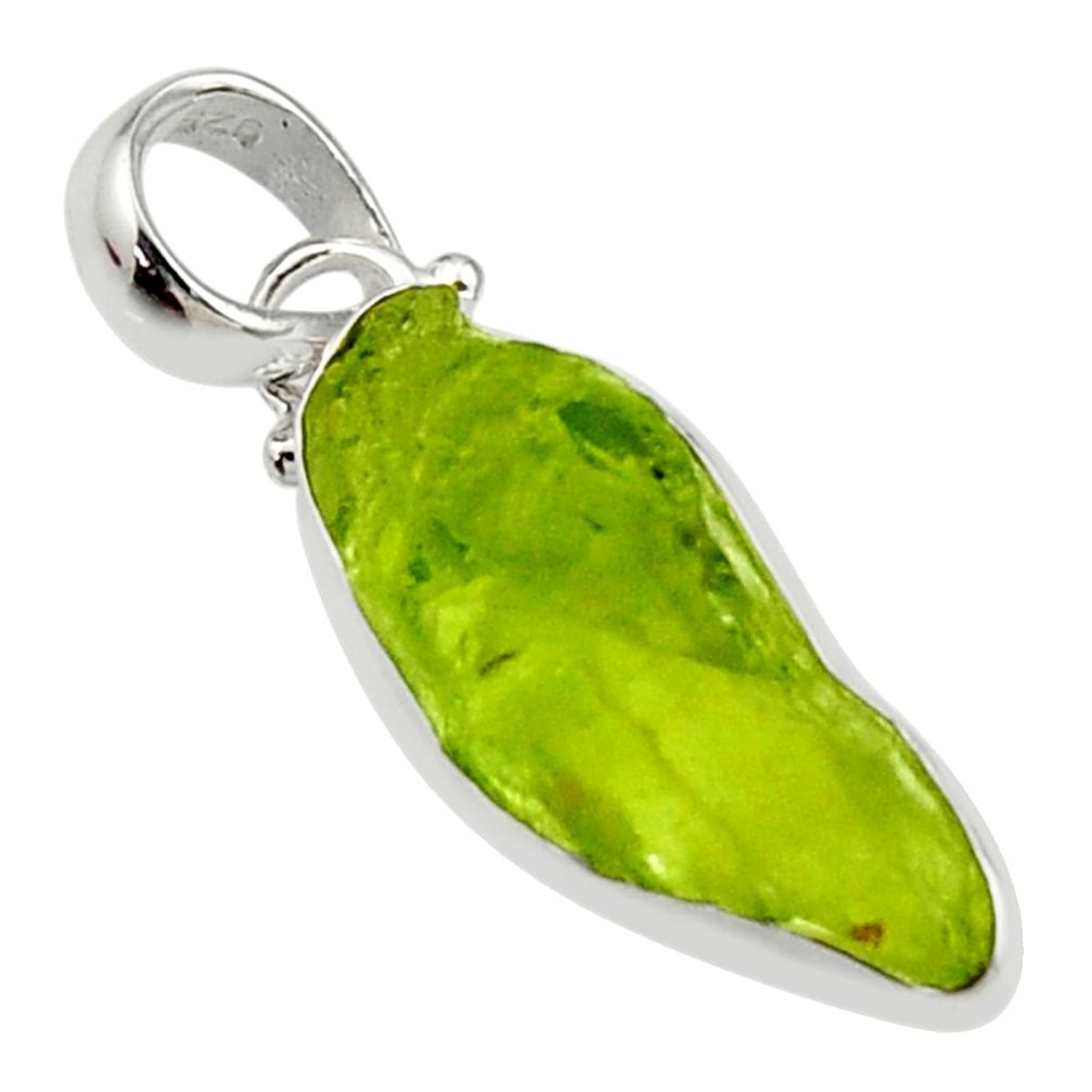 10.08cts natural green peridot rough 925 sterling silver pendant jewelry r29915