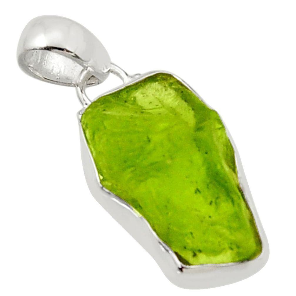 12.58cts natural green peridot rough 925 sterling silver pendant jewelry r29916