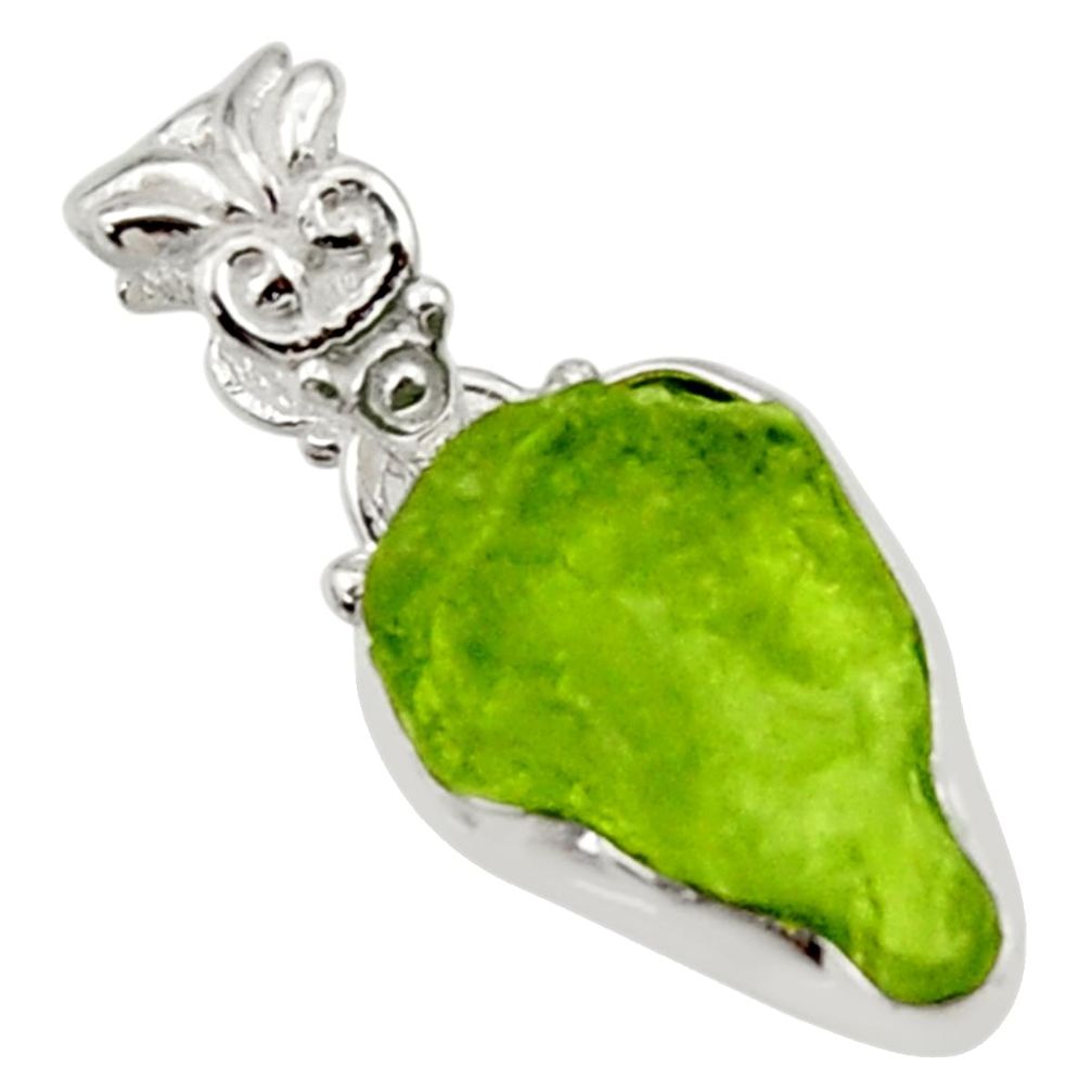 6.85cts natural green peridot rough 925 sterling silver pendant jewelry r29921