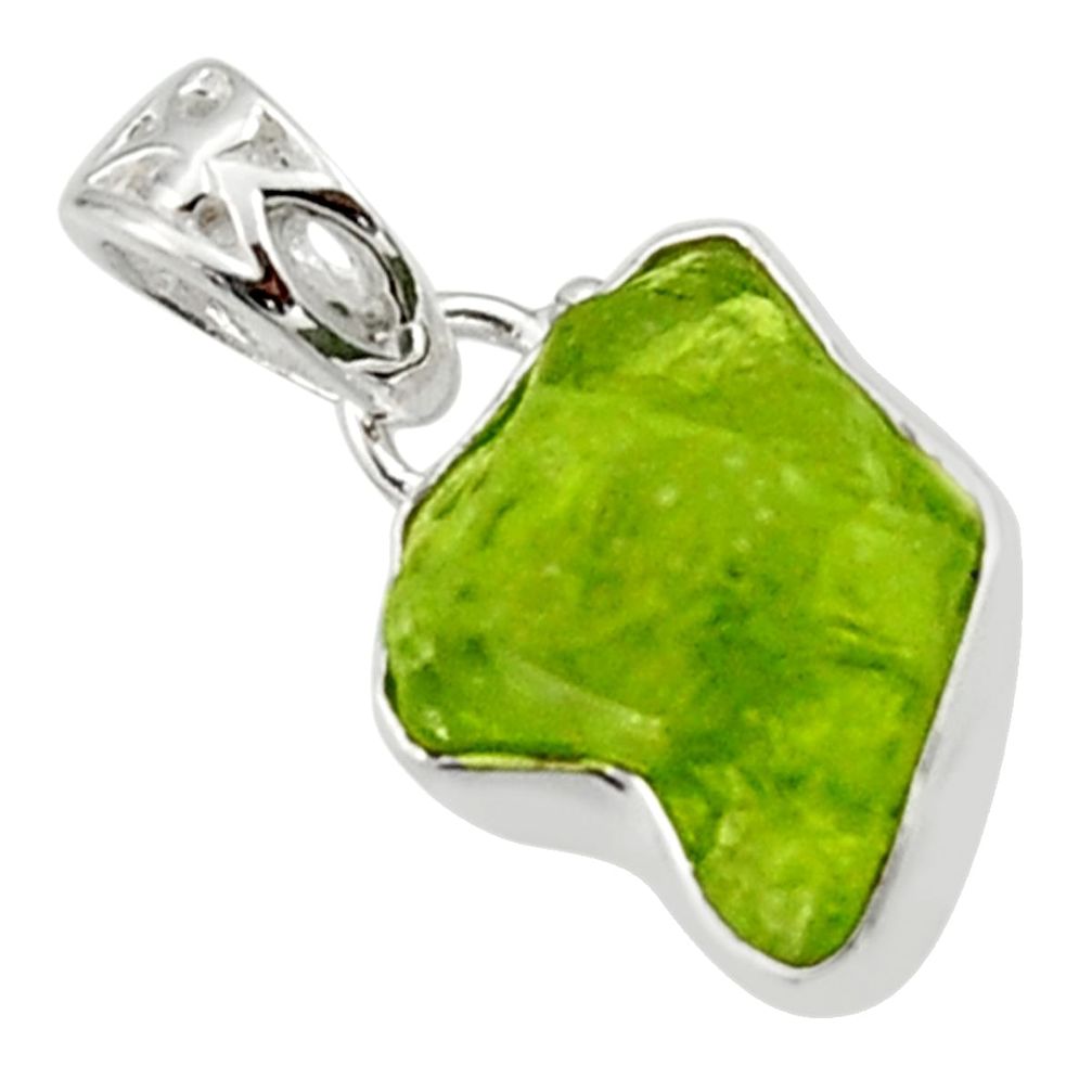 6.85cts natural green peridot rough 925 sterling silver pendant jewelry r29923
