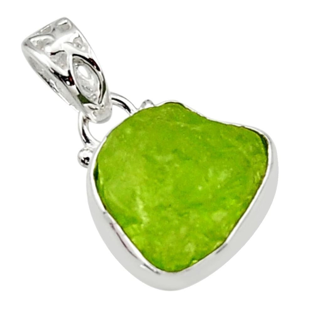 6.56cts natural green peridot rough 925 sterling silver pendant jewelry r29931