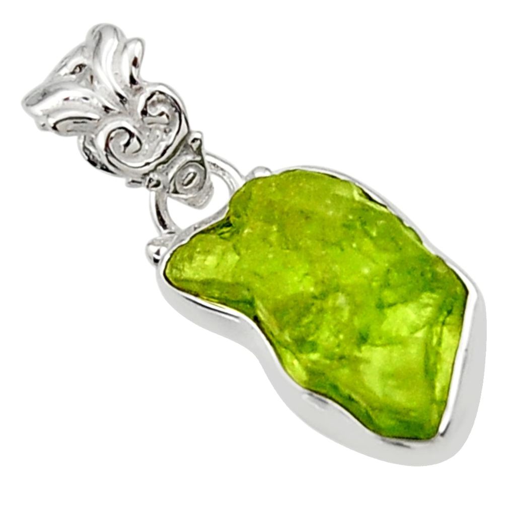 6.61cts natural green peridot rough 925 sterling silver pendant jewelry r29932