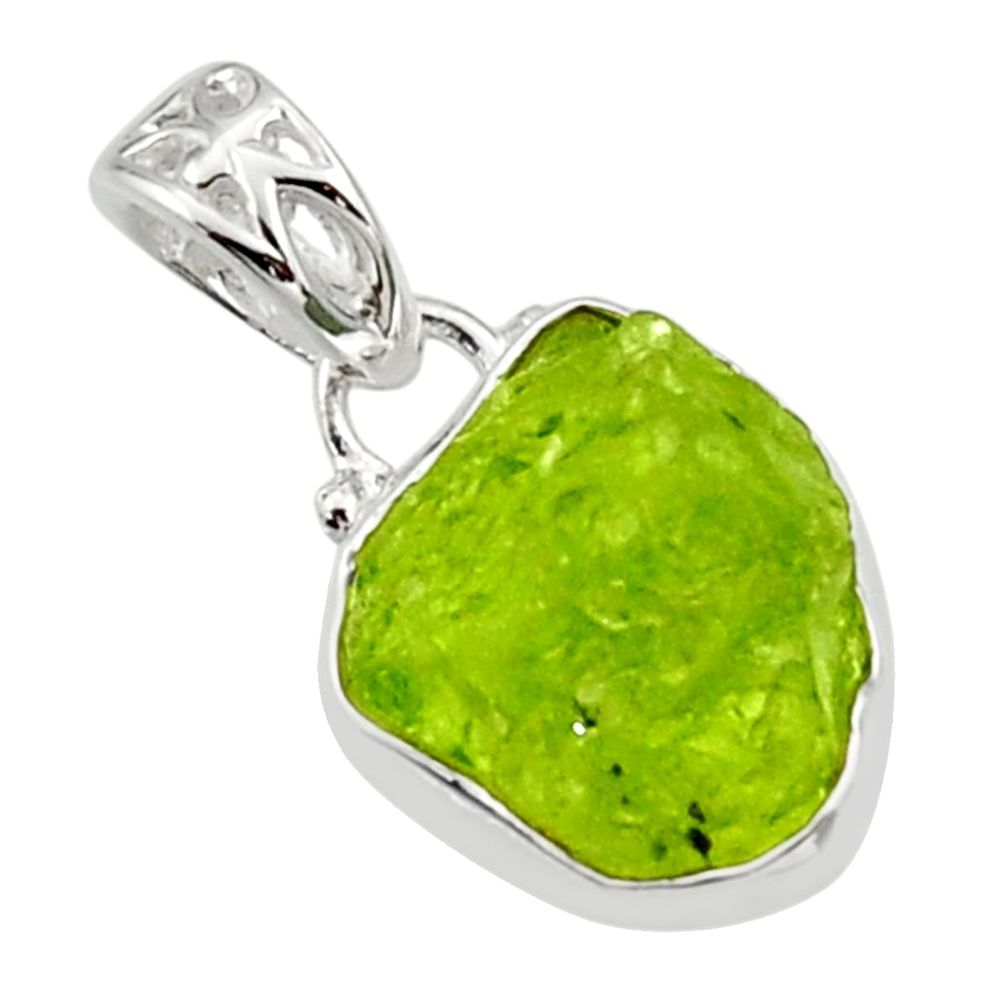 6.56cts natural green peridot rough 925 sterling silver pendant jewelry r29933