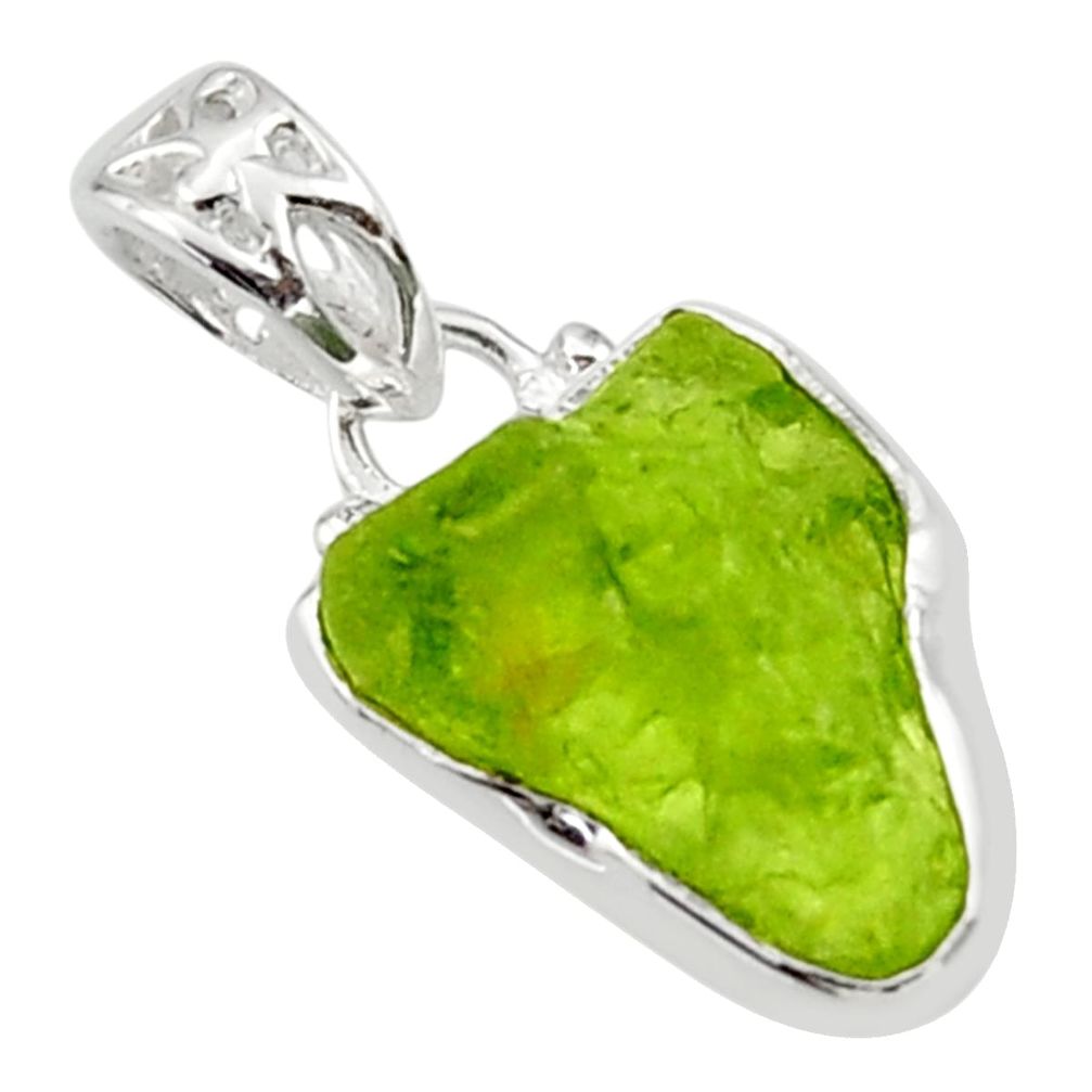 6.15cts natural green peridot rough 925 sterling silver pendant jewelry r29935