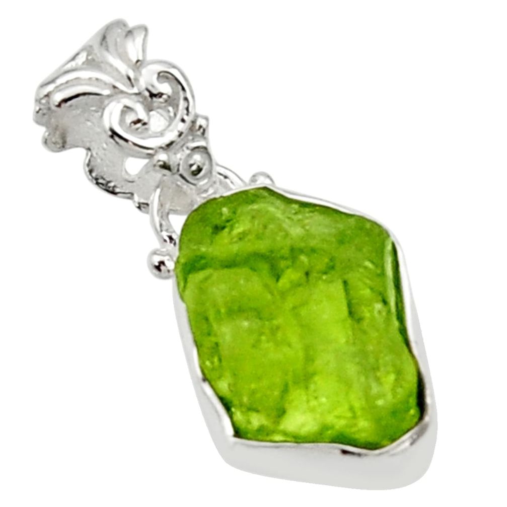 6.51cts natural green peridot rough 925 sterling silver pendant jewelry r29940