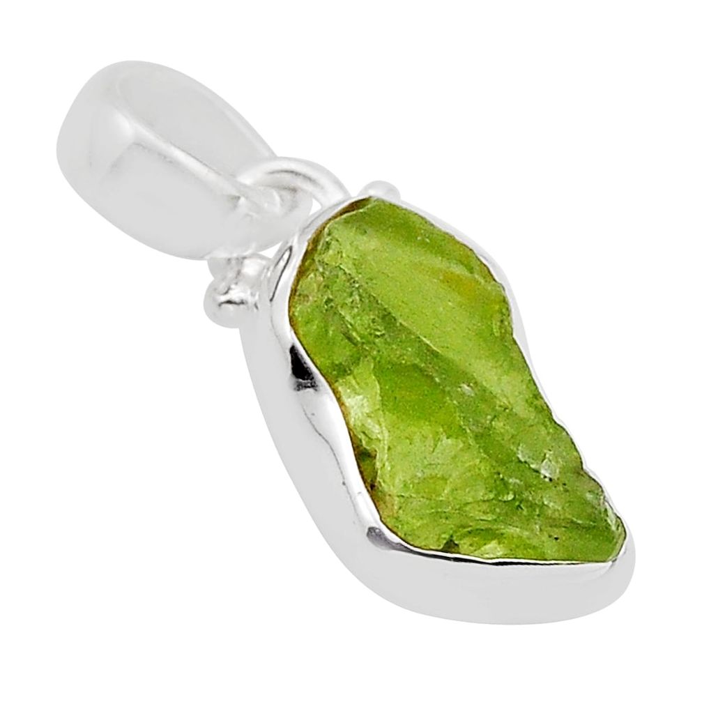 4.53cts natural green peridot rough 925 sterling silver pendant jewelry y94769