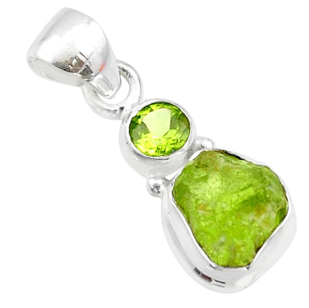 5.05cts natural green peridot rough peridot 925 sterling silver pendant t72294