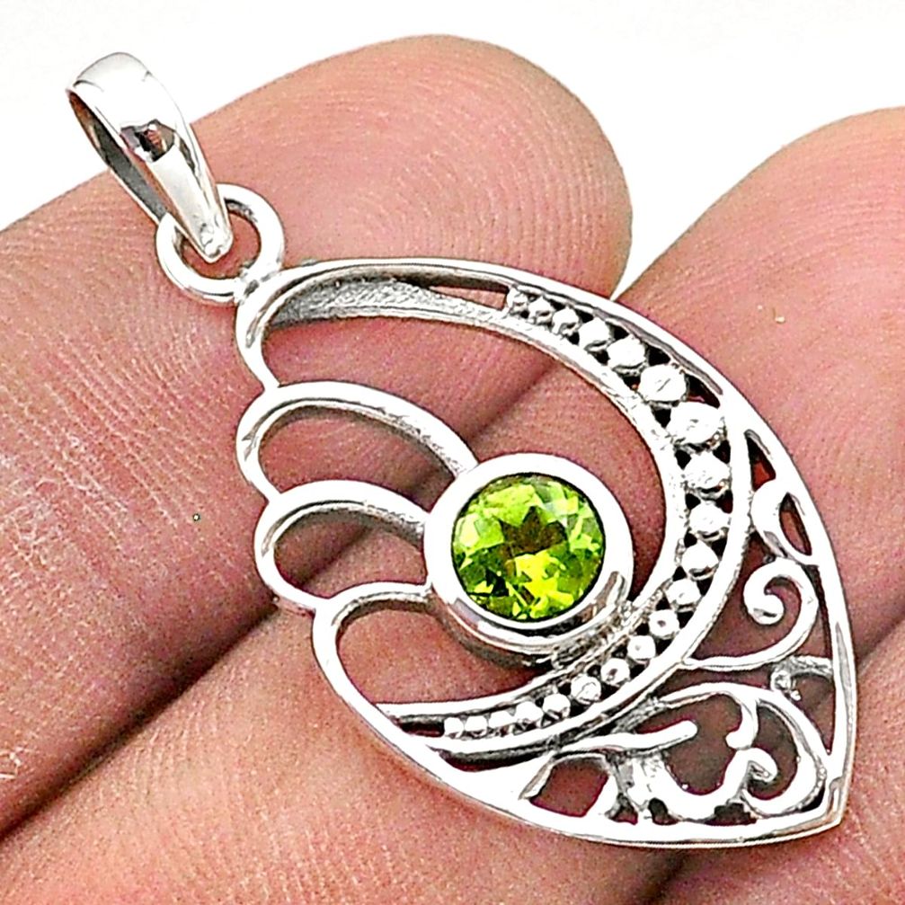 0.89cts natural green peridot round 925 sterling silver pendant jewelry t66489