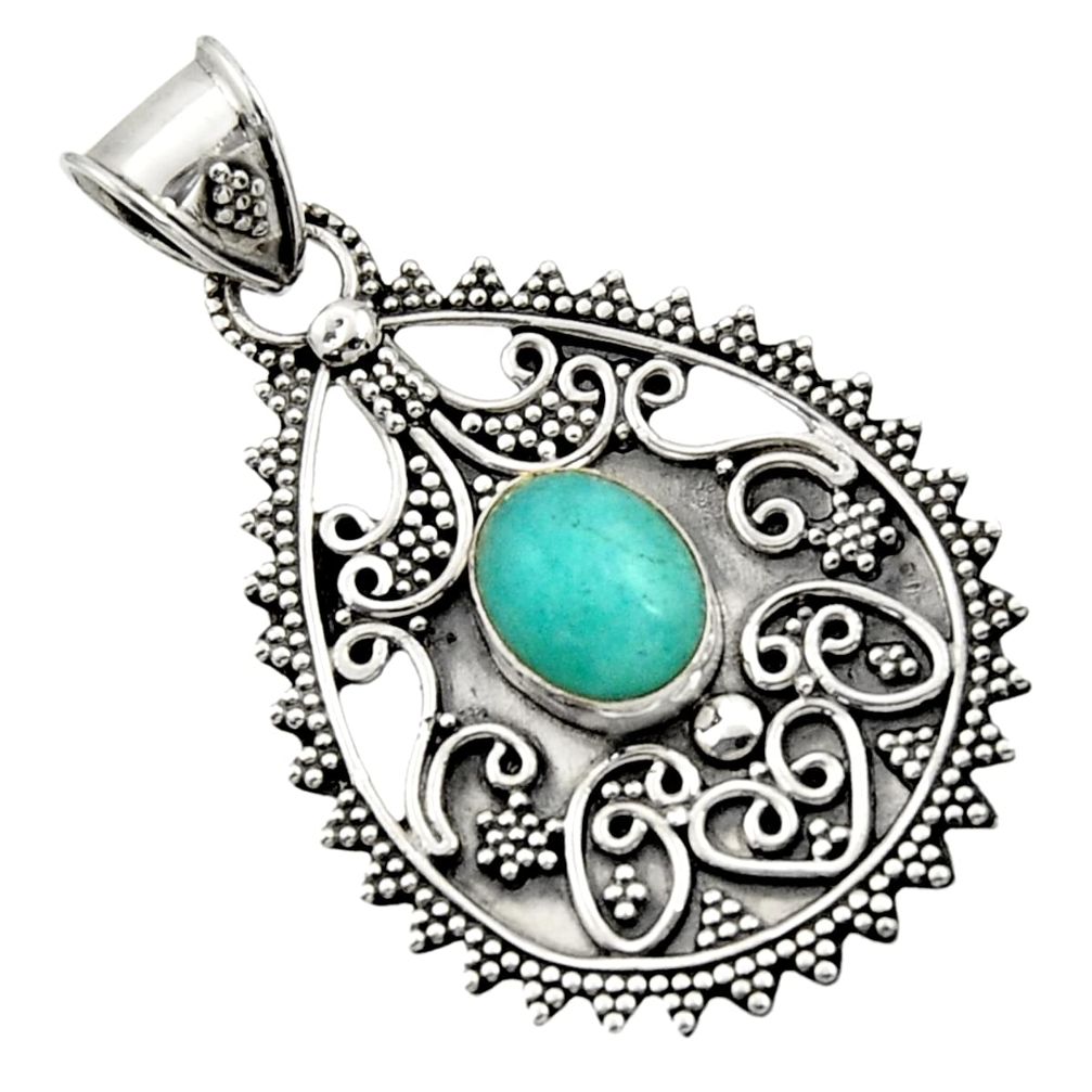 green peruvian amazonite 925 sterling silver pendant d45062