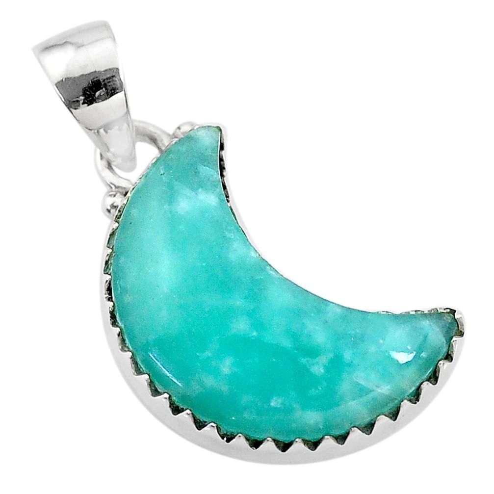 10.65cts natural moon peruvian amazonite 925 sterling silver pendant t21865