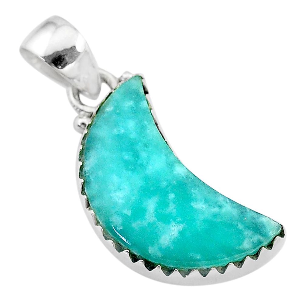 8.70cts natural moon peruvian amazonite 925 sterling silver pendant t21868