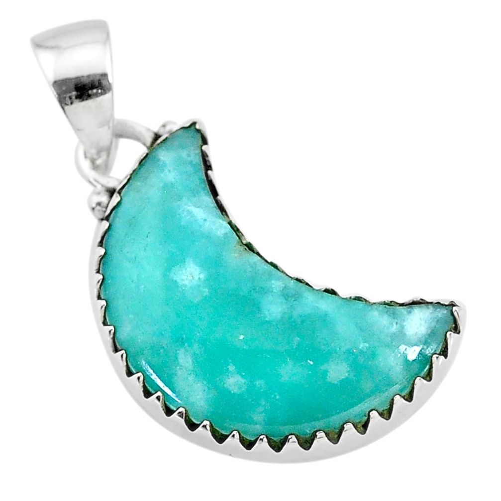 9.22cts natural moon peruvian amazonite 925 sterling silver pendant t21871