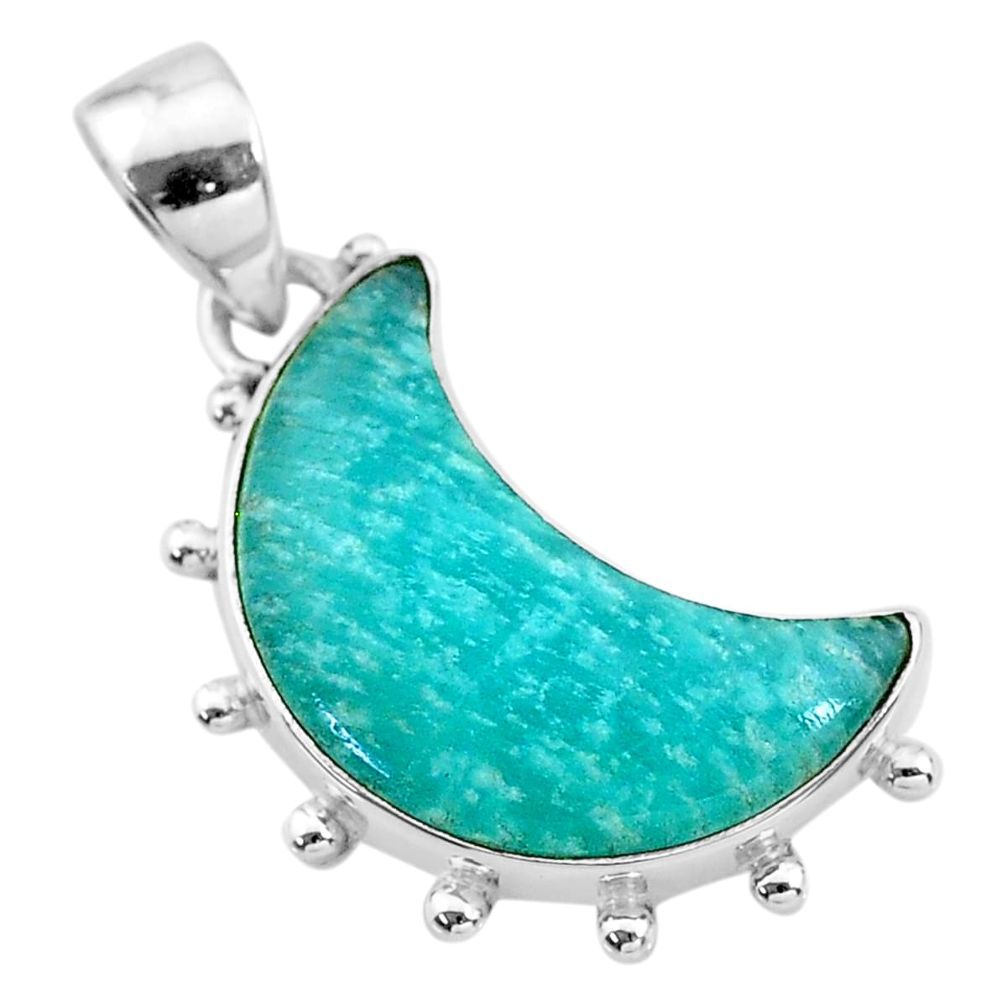 10.08cts natural moon peruvian amazonite 925 sterling silver pendant t21873