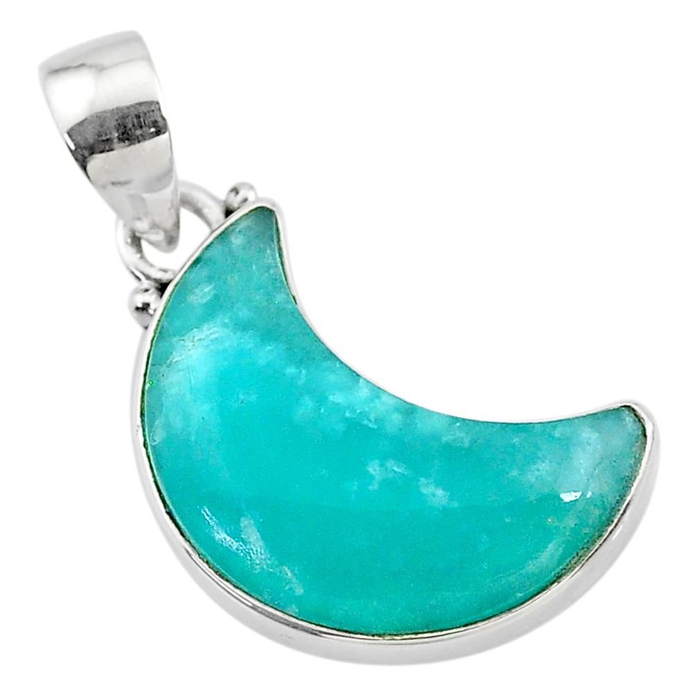 9.03cts natural moon peruvian amazonite 925 sterling silver pendant t21879