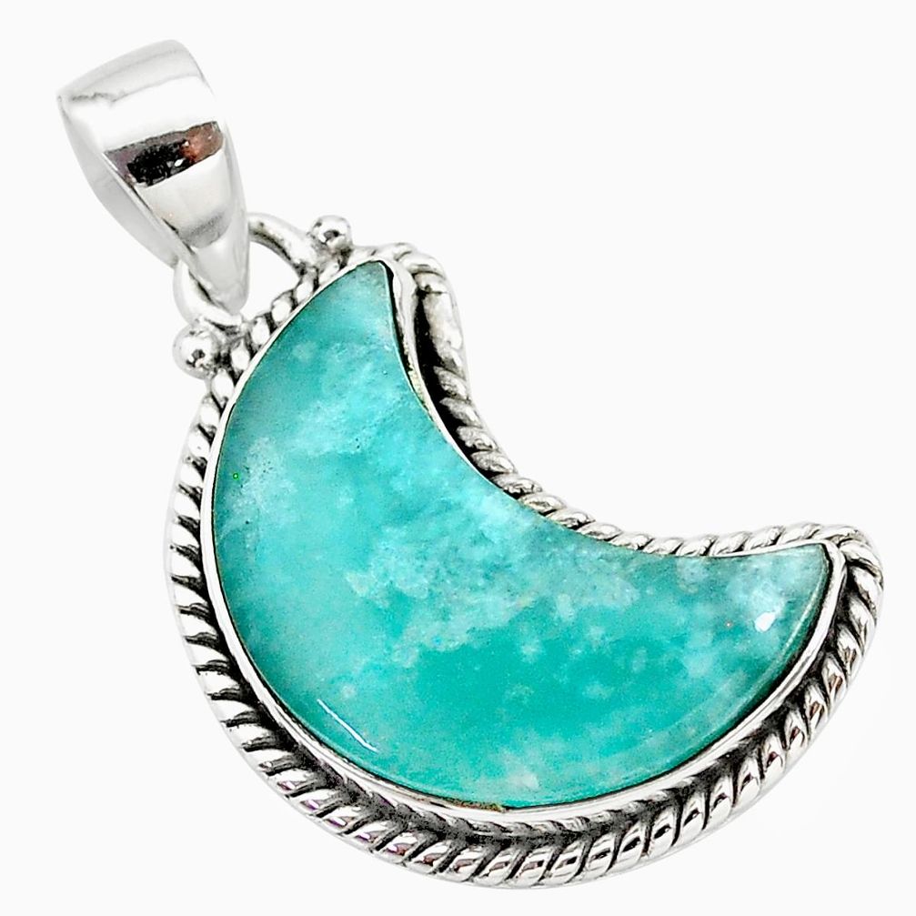 13.15cts natural moon peruvian amazonite 925 sterling silver pendant t21972