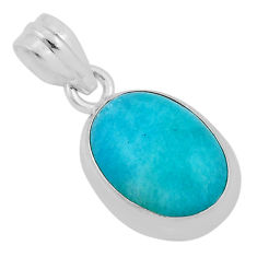 9.16cts natural green peruvian amazonite oval 925 sterling silver pendant n34000