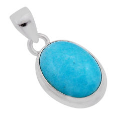 9.18cts natural green peruvian amazonite oval 925 sterling silver pendant n39933