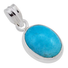 8.77cts natural green peruvian amazonite oval 925 sterling silver pendant n39934