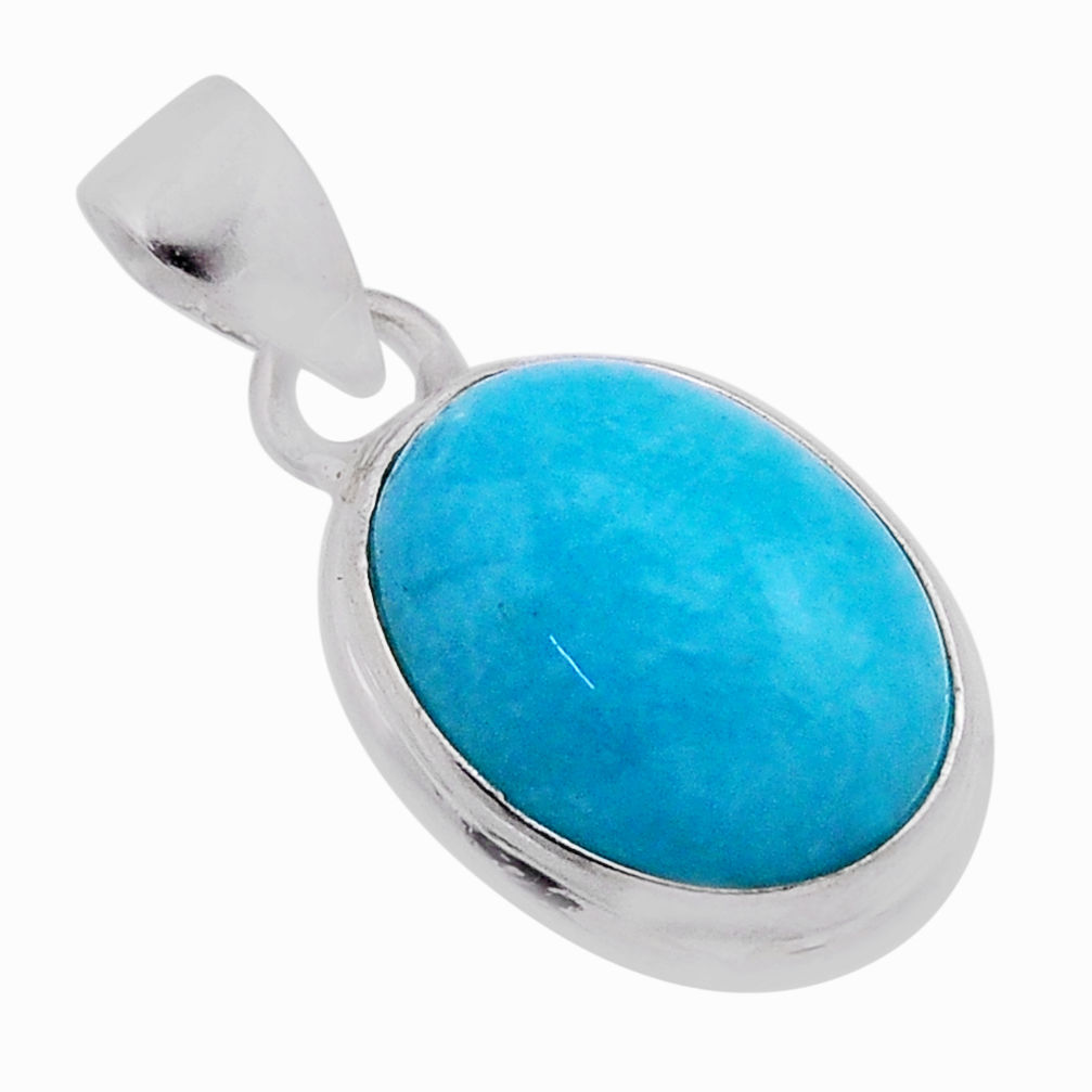 8.75cts natural green peruvian amazonite oval 925 sterling silver pendant n39936