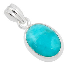 8.00cts natural green peruvian amazonite oval 925 sterling silver pendant y48778
