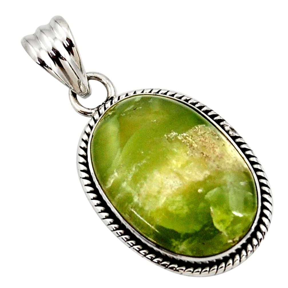 17.57cts natural green pietersite (african) 925 sterling silver pendant r27622