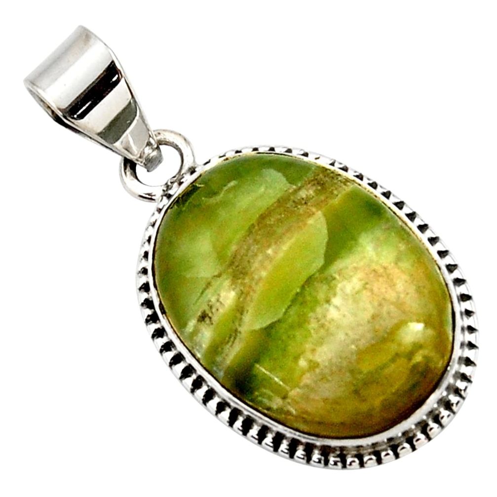 16.55cts natural green pietersite (african) 925 sterling silver pendant r27623